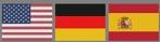 Flaggen Englisch, Deutsch, Spanisch